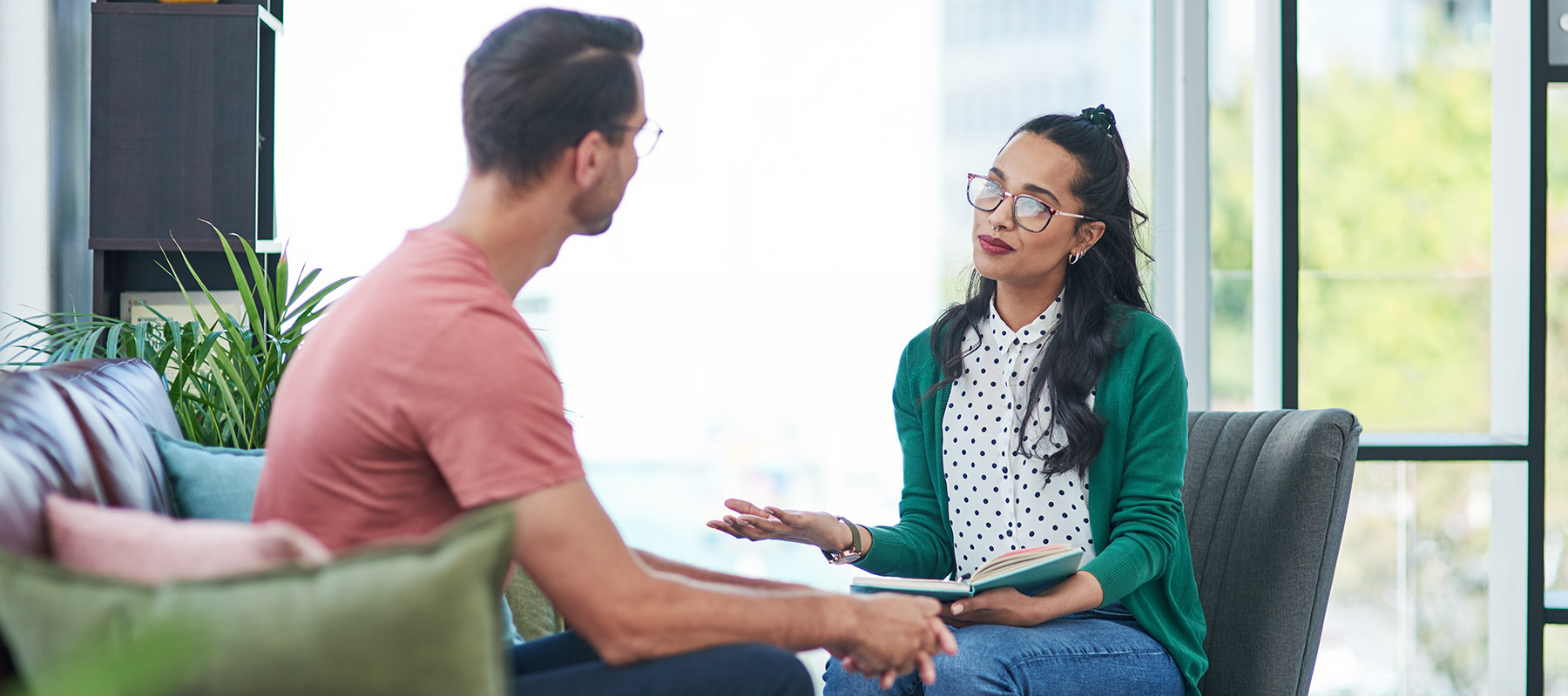 Female counselor having a session with a client