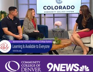 "Colorado and Company" host sitting across from Community College of Denver president and CCD student.