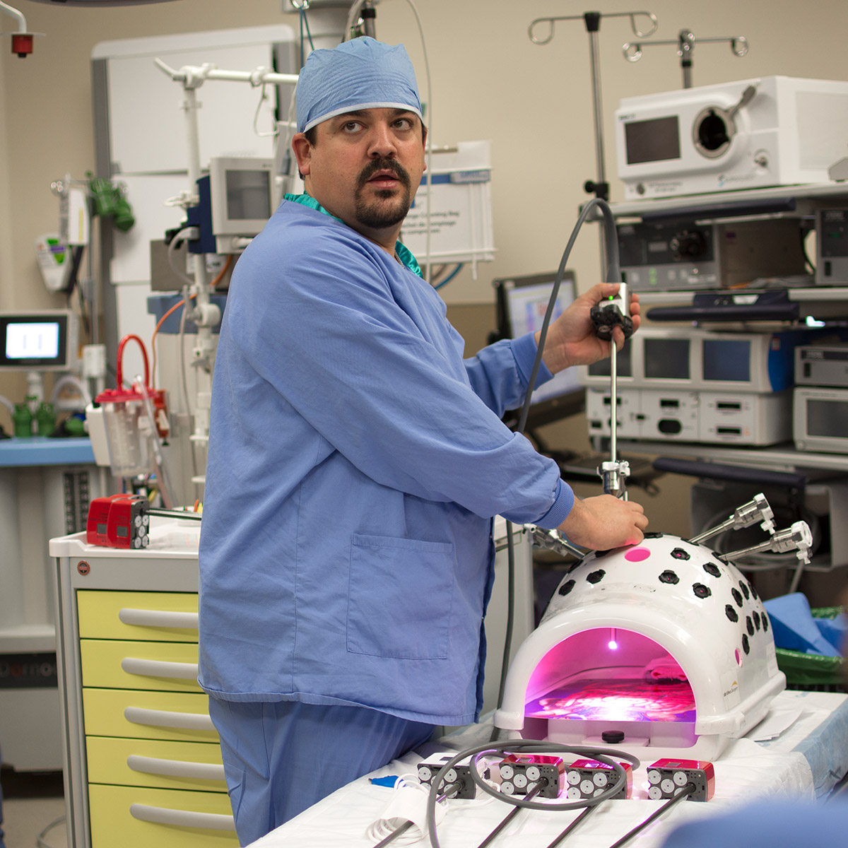 CCD Surgical Technology student working with medical equipment