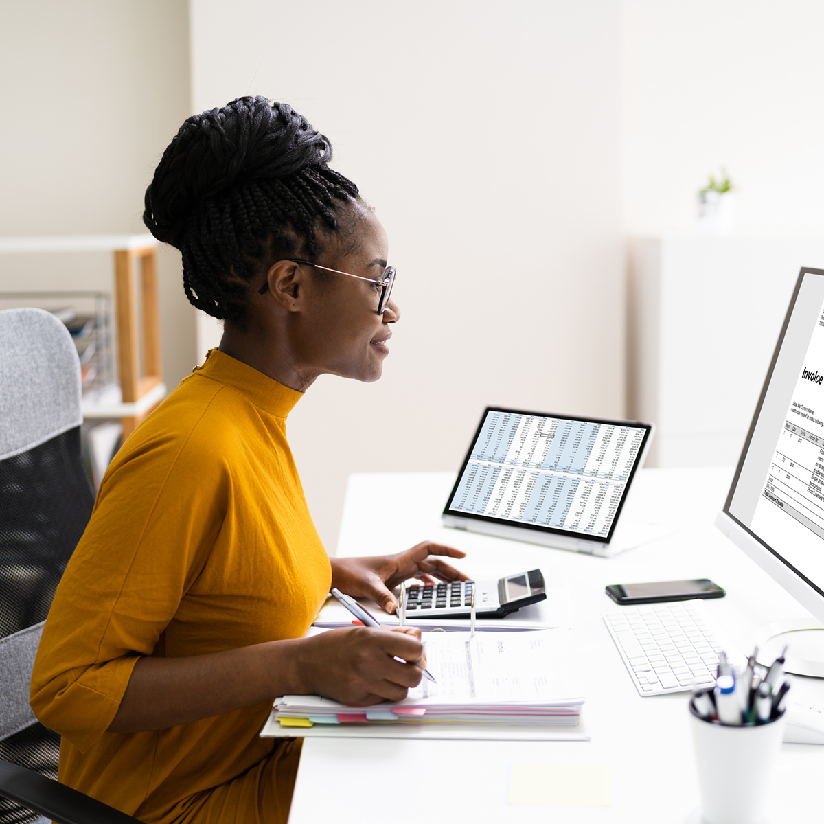 female accountant at a desk